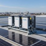 Inversores Híbridos Goodwe Série Et De 100 Kw Instalados Numa Cobertura Industrial Com Painéis Solares Fotovoltaicos